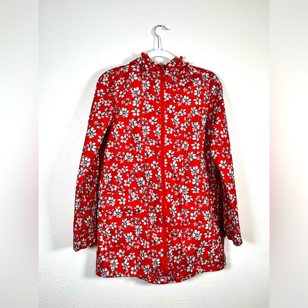 F&F red floral hooded rain jacket size 2